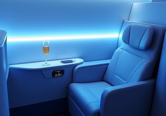 Sophisticated luxury business class airline cabin interior